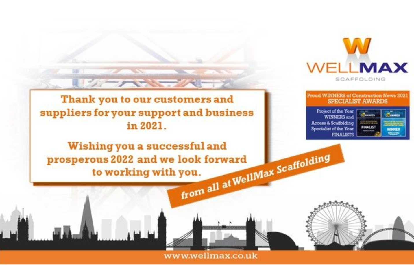Thank you to all our customers, suppliers and team